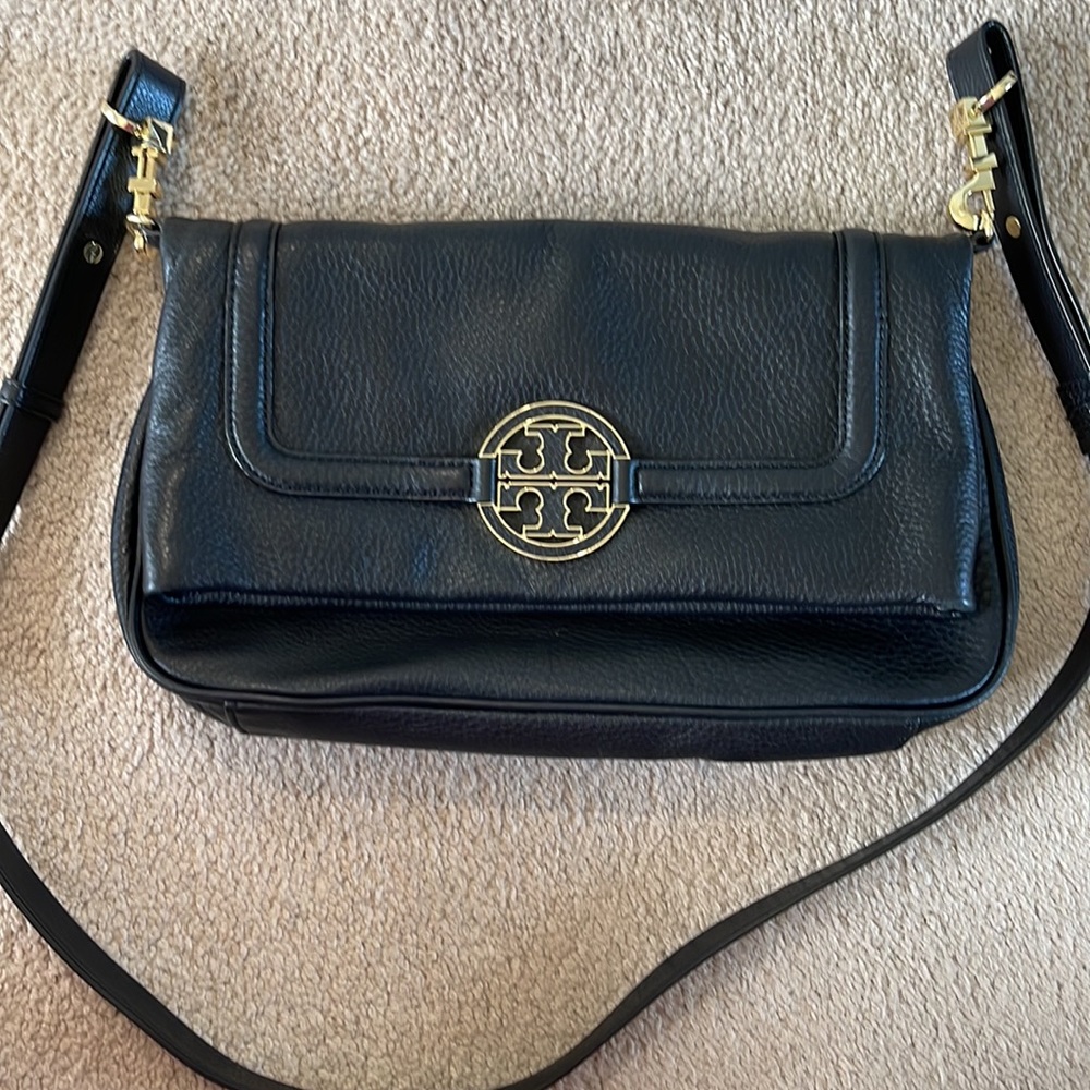 Tory Burch Black Crossbody Foldover Bag-like new